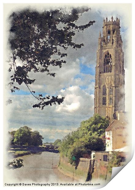 Boston Stump Painting Print by Daves Photography