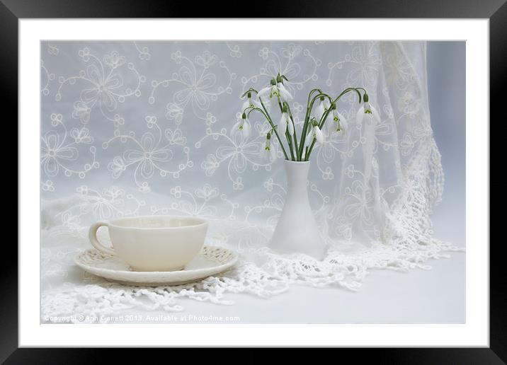 Snowdrops at Teatime Framed Mounted Print by Ann Garrett
