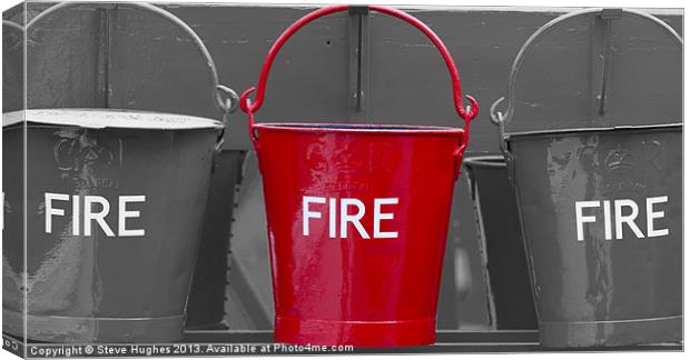 Three Fire Buckets Canvas Print by Steve Hughes