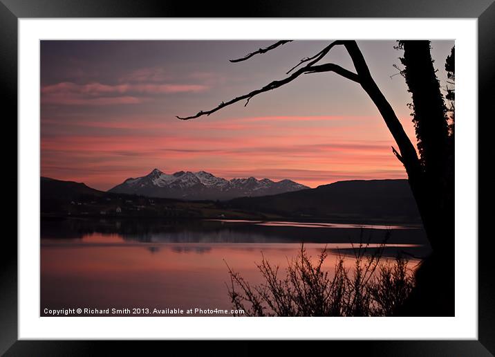Sunset pink across Loch Portree Framed Mounted Print by Richard Smith