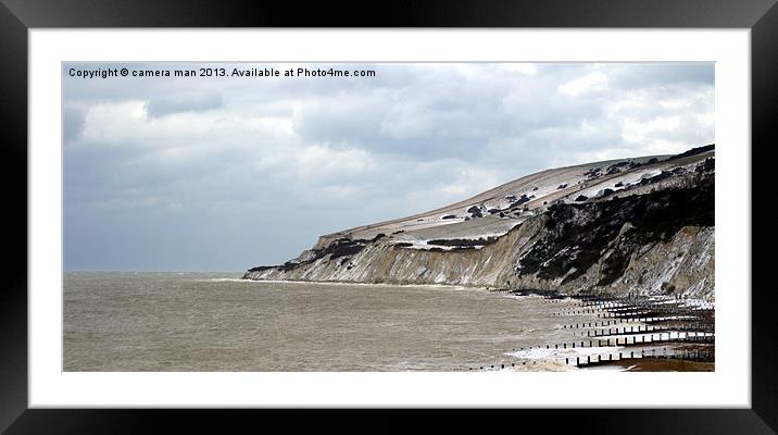 Cliff top snow Framed Mounted Print by camera man