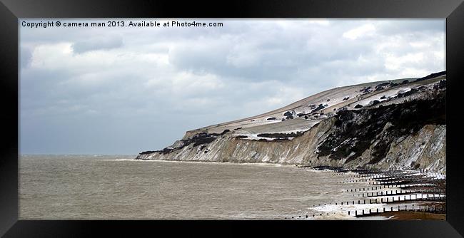 Cliff top snow Framed Print by camera man