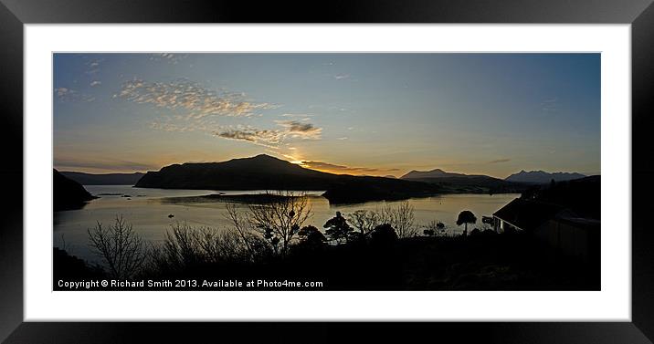 Loch Portree silhouette Framed Mounted Print by Richard Smith