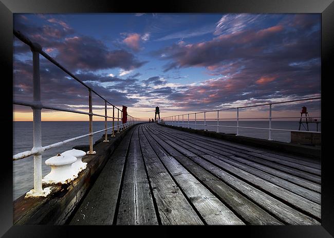 Whitby Pier Framed Print by Dave Hudspeth Landscape Photography
