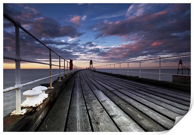 Whitby Pier Print by Dave Hudspeth Landscape Photography