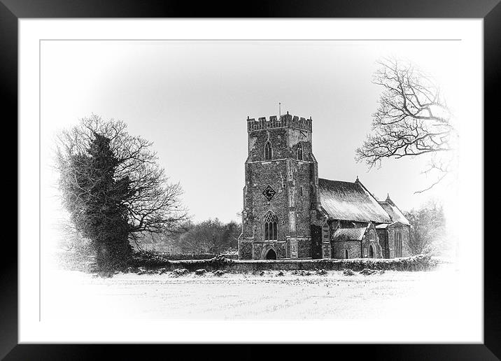 Thompson Church in Winter Framed Mounted Print by Brooks Photography
