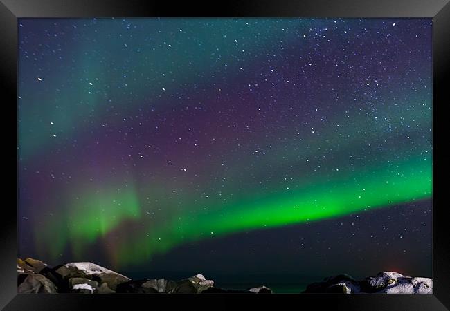 Northern lights over Laukvik Framed Print by Thomas Schaeffer