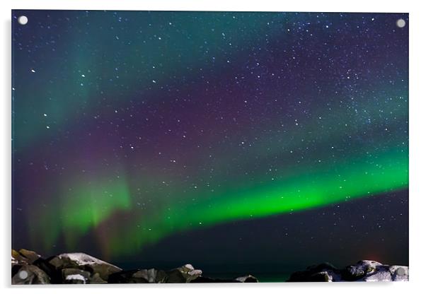 Northern lights over Laukvik Acrylic by Thomas Schaeffer