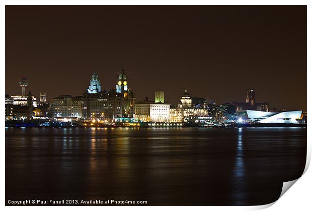 Liverpool at night Print by Paul Farrell Photography