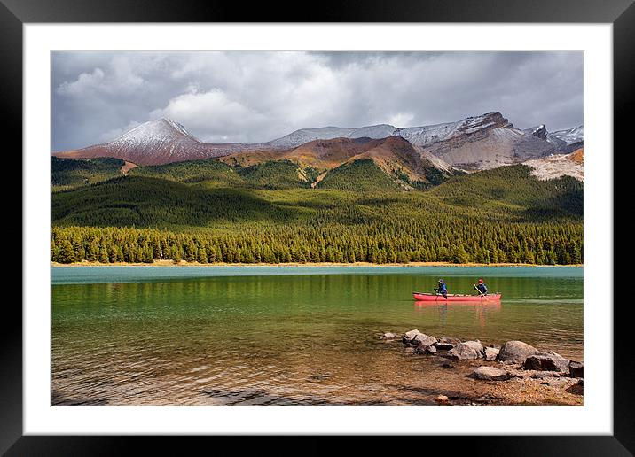 Canoe on Lake Framed Mounted Print by Mark Harrop