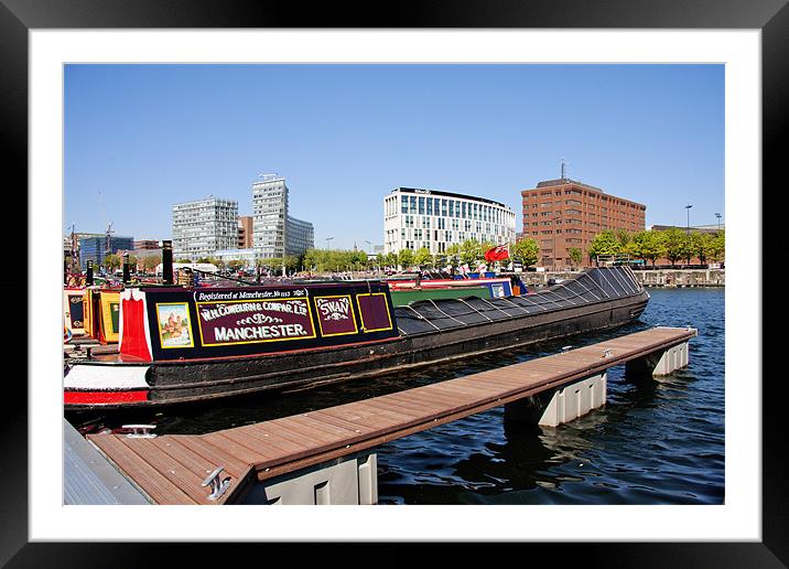 Narrowboats Liverpool skyline. Framed Mounted Print by Paul Scoullar