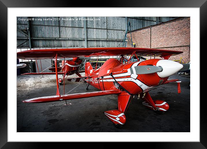 Mini Red Bi-Plane Framed Mounted Print by craig beattie