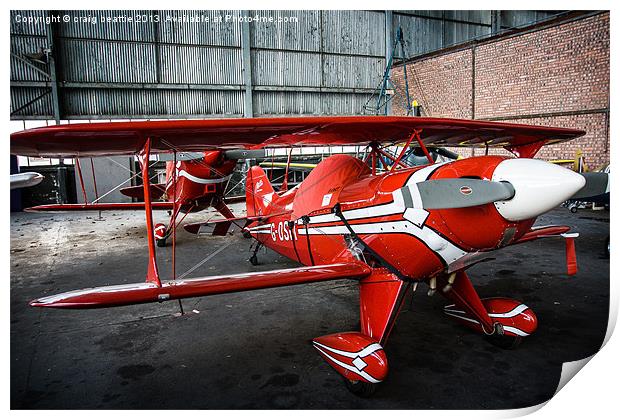 Mini Red Bi-Plane Print by craig beattie