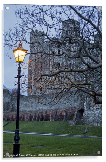 Rochester Castle Acrylic by Dawn O'Connor