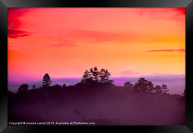 Sunset through the mist Framed Print by yvonne & paul carroll