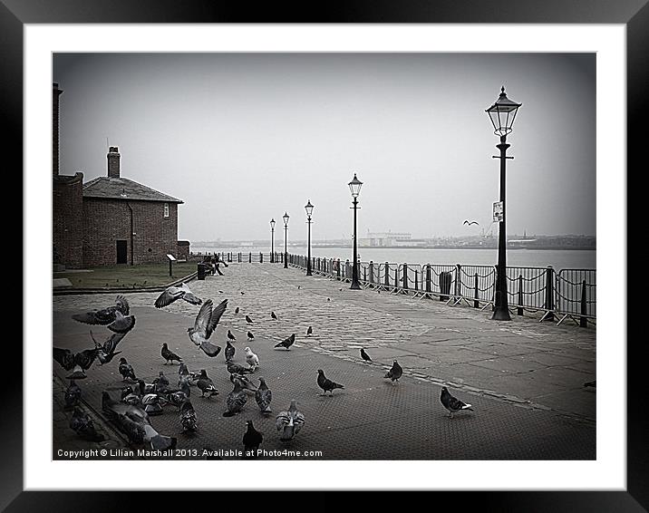Pigeons on the Promenade Framed Mounted Print by Lilian Marshall