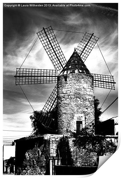 Majorcan Mill Print by Laura Witherden
