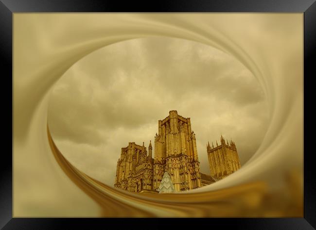 Storm over Wells Cathedral. Framed Print by Heather Goodwin