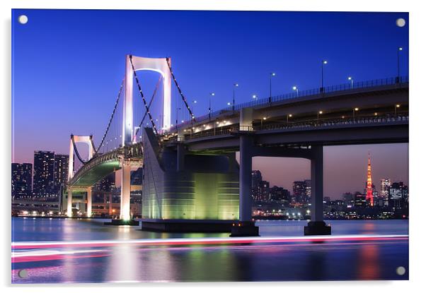 Rainbow Bridge and Tokyo Tower Acrylic by Duane Walker