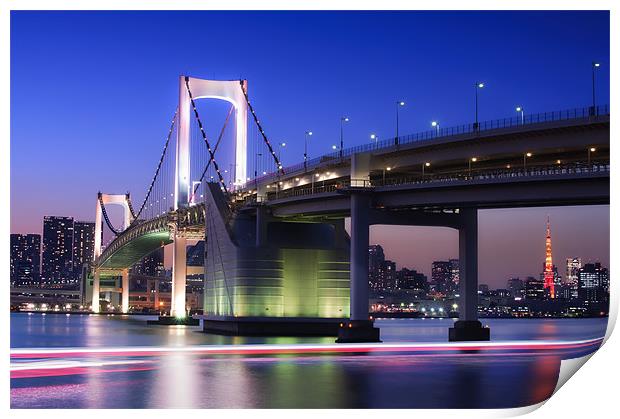 Rainbow Bridge and Tokyo Tower Print by Duane Walker