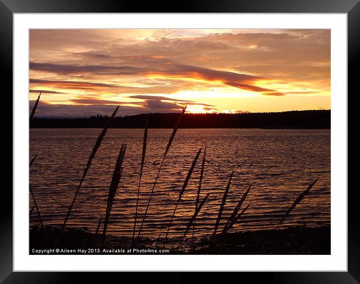 Sunset Glow Over Findhorn Bay Framed Mounted Print by Aileen Hay