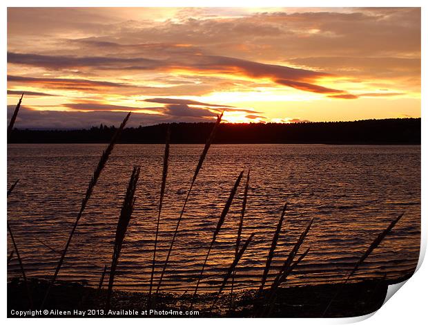 Sunset Glow Over Findhorn Bay Print by Aileen Hay