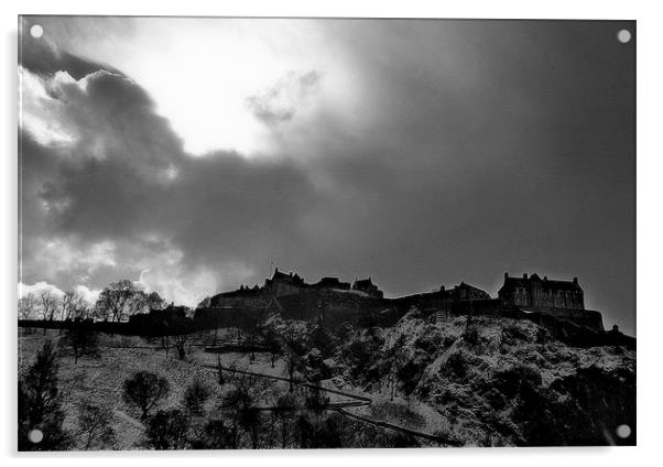moody edinburgh castle Acrylic by dale rys (LP)
