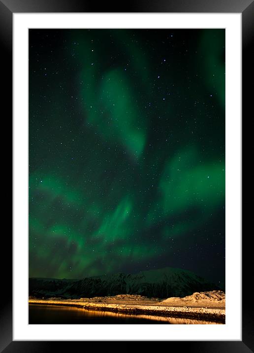 Northern lights over Laukvik Framed Mounted Print by Thomas Schaeffer