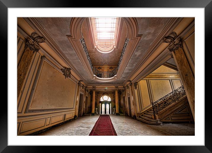 chateau lumiere main hallway. Framed Mounted Print by michael perry