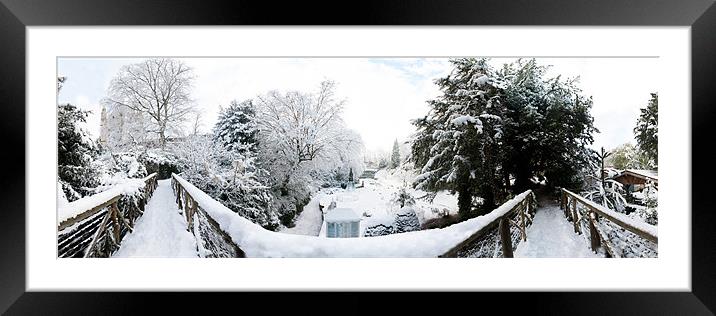 Footbridge Across a Winter Wonderland Framed Mounted Print by Rus Ki