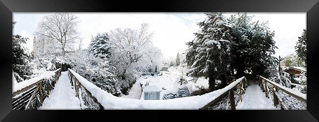 Footbridge Across a Winter Wonderland Framed Print by Rus Ki