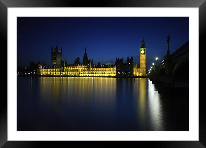 Parliament at Night Framed Mounted Print by Matthew Train