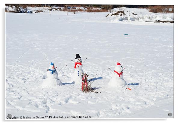 Snowmen Acrylic by Malcolm Snook