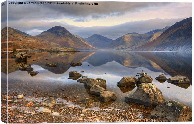 Wastwater..Rocks And Reflections Canvas Print by Jamie Green