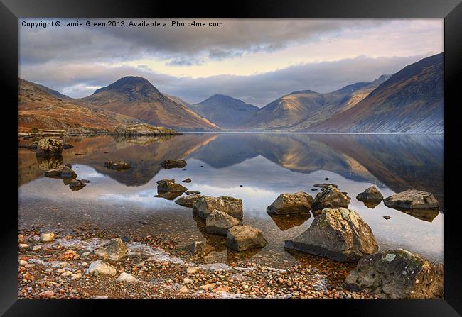Wastwater..Rocks And Reflections Framed Print by Jamie Green