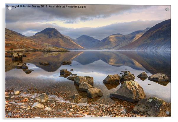 Wastwater..Rocks And Reflections Acrylic by Jamie Green