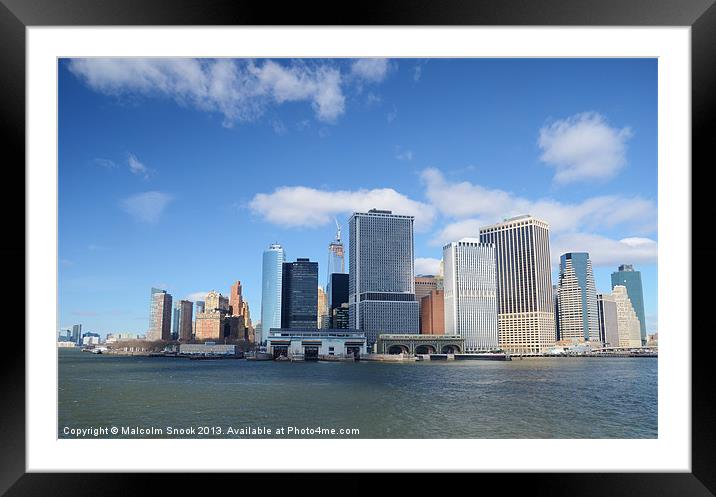Manhattan From The Water Framed Mounted Print by Malcolm Snook