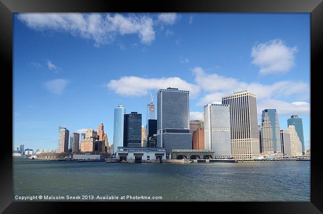 Manhattan From The Water Framed Print by Malcolm Snook