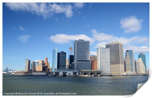 Manhattan From The Water Print by Malcolm Snook