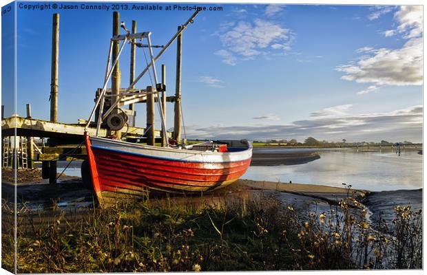 Little Red Boat, Skippool Canvas Print by Jason Connolly