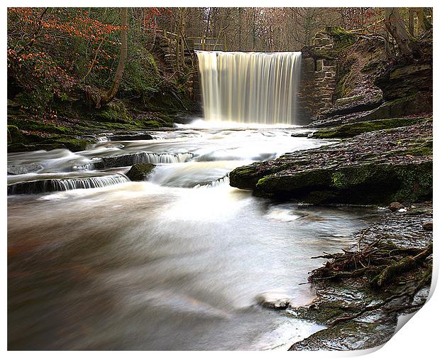 Iron-Infused Waterfall in Wrexham Print by Graham Parry