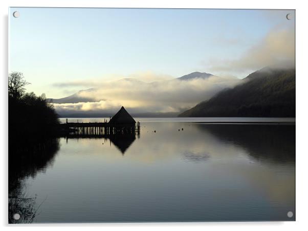 The Crannog on Loch Tay Acrylic by Ian Potter