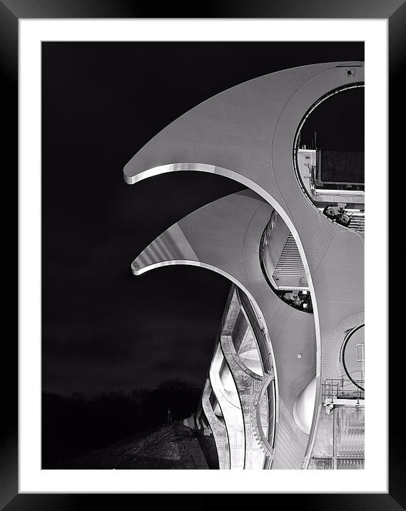 Black & White Falkirk Wheel. Framed Mounted Print by Jamie Moffat