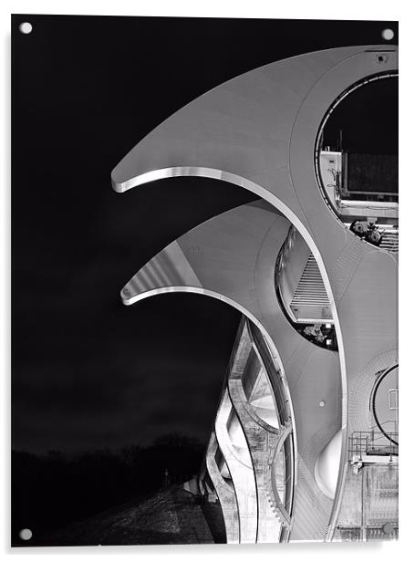 Black & White Falkirk Wheel. Acrylic by Jamie Moffat