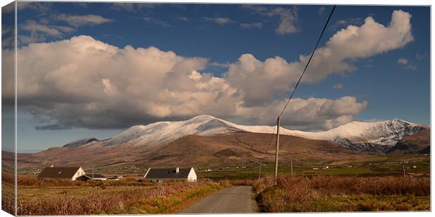 Snow on the Dingle Mountains Canvas Print by barbara walsh