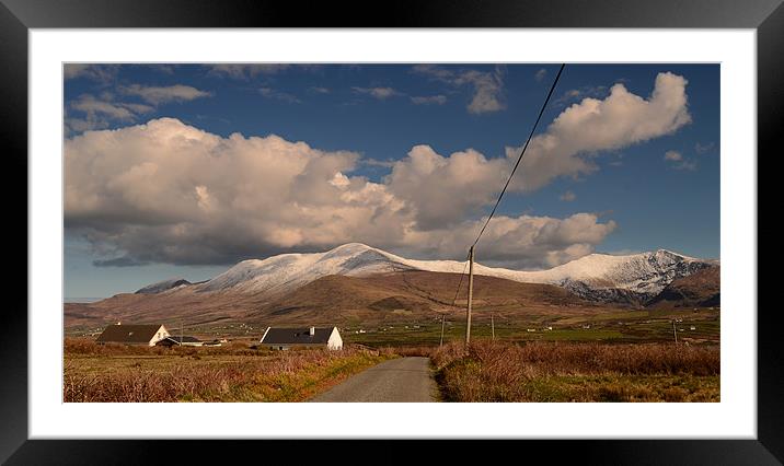 Snow on the Dingle Mountains Framed Mounted Print by barbara walsh