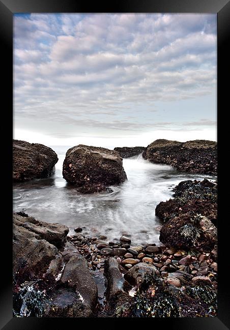 Auchmithie Beach and Harbour, Scotland Framed Print by Ian Potter