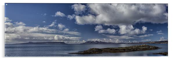Rhum and Eigg Scotland Panorama Acrylic by Derek Beattie