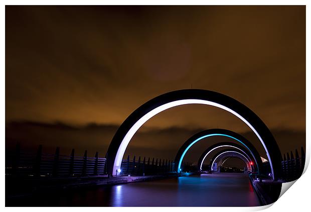 The Falkirk Wheel arches Print by Ian Potter