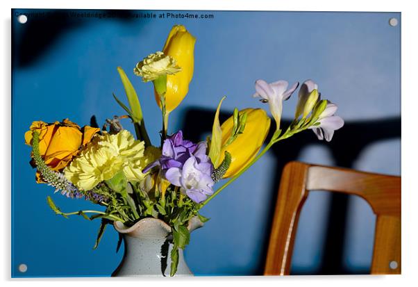 Yellow and Purple flower mix Acrylic by Chris Wooldridge